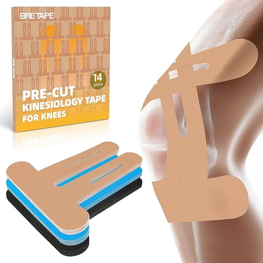 Precut Kinesiology Tape for Knees ??14 PCS Knee Tape for Pain Relief & Support, Elastic Waterproof