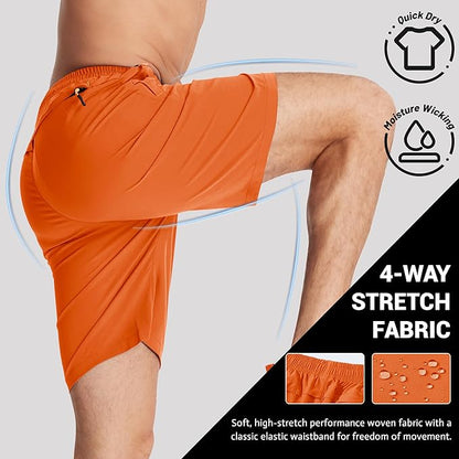 TACVASEN Men's Running Athletic Shorts 9" Quick Dry Workout Gym Shorts Lightweight Summer Shorts 3 Zipper Pockets