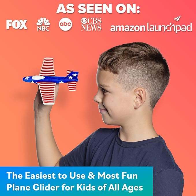 Airplane Toys for Kids: Stars & Stripes Foam Glider Plane Toy For Boys & Girls - USA Flag Design Gifts for Boys & Girls, Airplane Toy American Flag Model Color Airplanes for Outdoor Party Favor Toys
