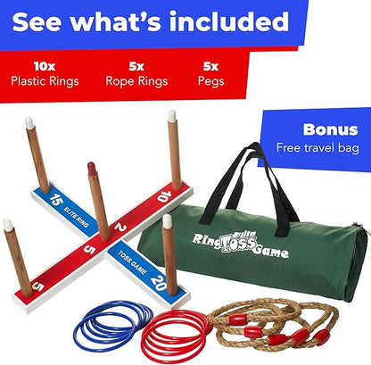Elite Sportz Ring Toss Games for Kids - Outdoor Yard Game for Adults & Family - Backyard Toys, Outdoor Game, Backyard Games, Lawn Games for Kids Ages 4-8