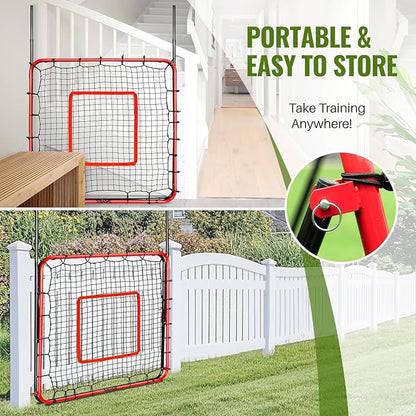 Soccer Rebounder Net & Soccer Training Equipment - 4x4 FT Adjustable Rebound Board for Precision Passing, Shooting, First Touch, and Ball Control Drills for Kids, Teens & Adults