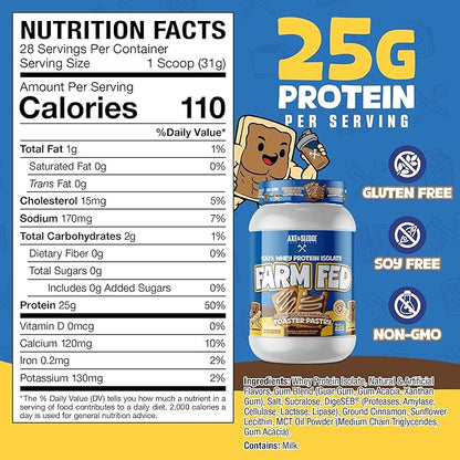 Axe & Sledge Farm Fed 100% Whey Protein Isolate | 25g Protein | Low Carb, Low Sugar, Gluten Free | Protein Powder for Men and Women | Keto | Made in The USA | 28 Servings, Brown Sugar Cinnamon