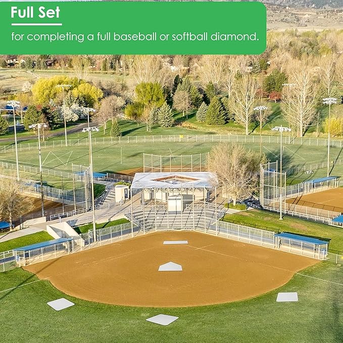 5-Piece Baseball & Softball Base Set, Thrown Down Sports Bases and Pitching Mount, Durable Rubber Field Bases for Kids & Adults for Indoor and Outdoor Softball, Baseball, and Kickball Practice