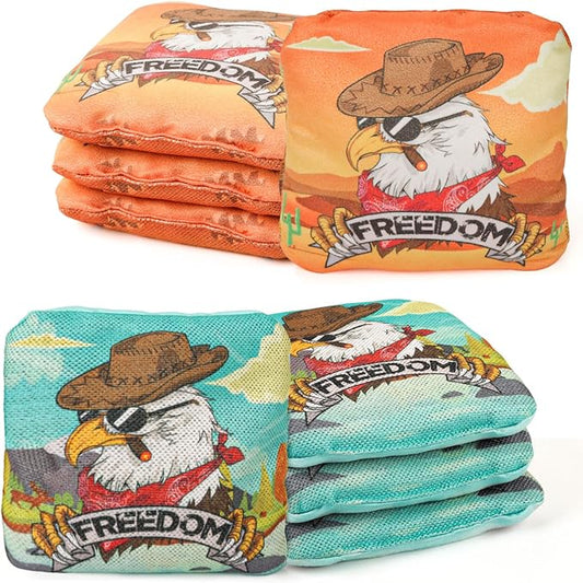 EunHo Cornhole Bags Regulation Dual Sided Set of 8, Professional Cornhole Bean Bags Slick & Sticky