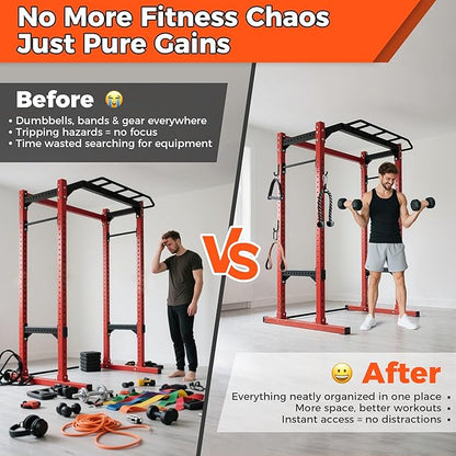 J Hooks for Squat Rack,Squat Rack Attachments for Home Gym Storage,Portale Power Rack Accessories, J-Hook Storage Rack Holder for Resistance Bands, Barbell Collars and Gym Accessories-6PCS