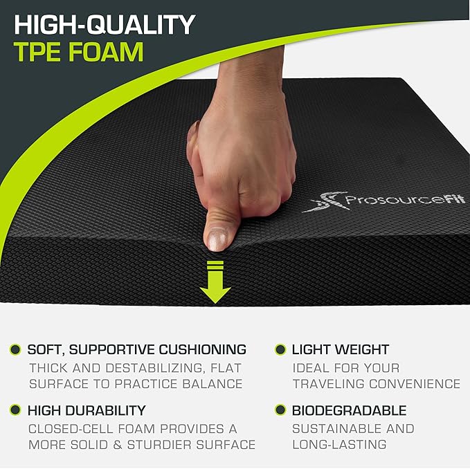 ProsourceFit Exercise Balance Pad ??Non-Slip Cushioned Foam Mat & Knee Pad for Fitness and Stability Training, Yoga, Physical Therapy