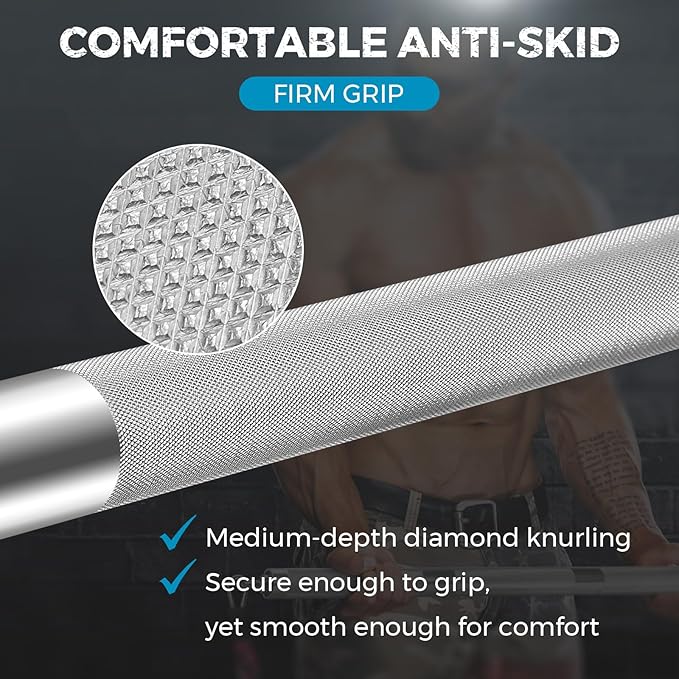 DASKING 4ft/4.9ft Barbell, 2-Inch Olympic Detachable Bar, Portable Strength Training Bar for Weightlifting, Squat, Bench Press, Home Gym, 450LBS, Includes Silent Collars