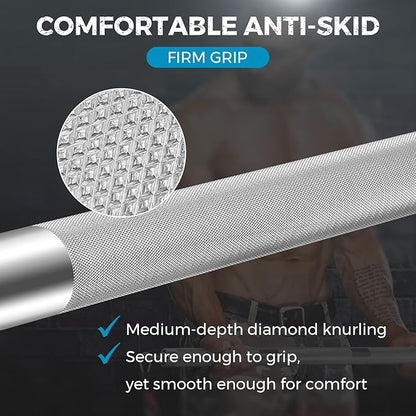 DASKING 4ft/4.9ft Barbell, 2-Inch Olympic Detachable Bar, Portable Strength Training Bar for Weightlifting, Squat, Bench Press, Home Gym, 450LBS, Includes Silent Collars