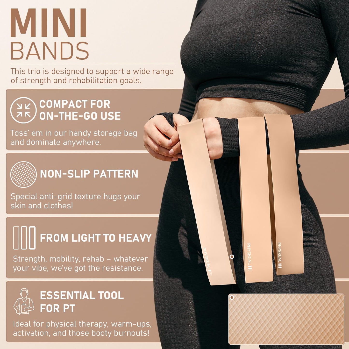 PhysKcal Pilates Kit, 15-Inch Pilates Ring with Pilates Ball & Bands, Nude