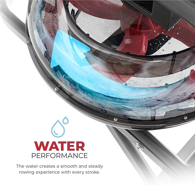 Sunny Health & Fitness Premium Water Rower w/Intensive Dynamic Real-Time Resistance, 300 LB Capacity Flip-able Rowing Machine for Home Training, Optional Free SunnyFit App Connection