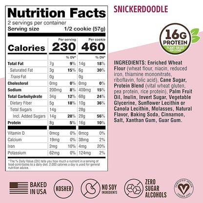 Lenny & Larry's The Complete Cookie, Snickerdoodle, Soft Baked, 16g Plant Protein, Vegan, Non-GMO, 4 Ounce Cookie (Pack of 12)