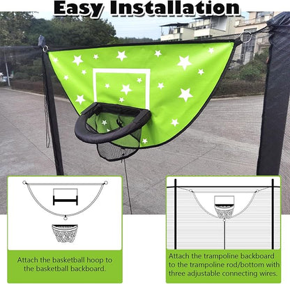 Trampoline Basketball Hoop, Attachment with Pump and Mini Ball, Universal Trampoline Accessories, Easy to Install