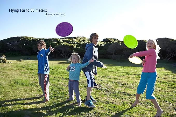 7'' Kids Outdoor Game Flying Discs 12 Pack Party Favors School Teaching Early Education Sports Safe Soft for Toddler Kindergarten Children Colorful DIY Drawing Plate