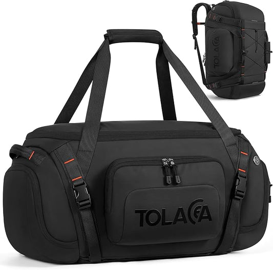 Tolaccea Gym Bag for Men with Shoe Compartment Wet Pocket, 40L Convertible Duffle Bag Gym Backpack Waterproof Sports Travel Bags with Extra 16'' Laptop Bag, 3-in-1 Workout Duffel Carry On for Airplane