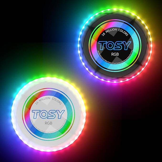 TOSY Bundle of 2 - Flying Disc 108 LEDs - RGB Black + RGB White