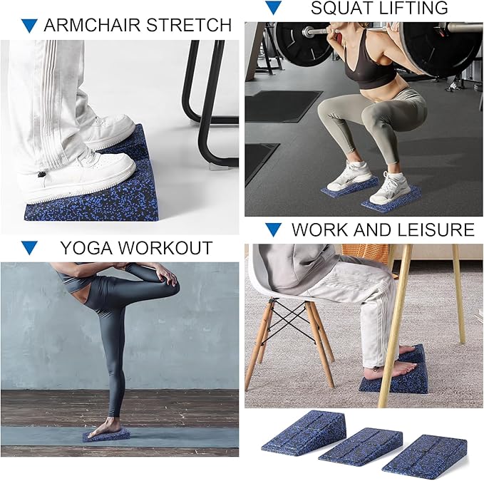 Slant Board Squat Wedge for Calf Stretchingï¼? Pcs 12" x 6.3" Foot Stretcher Balance Board for Plantar Fasciitis, Adjustable Foam Slant Board Wedge Great for Exercises