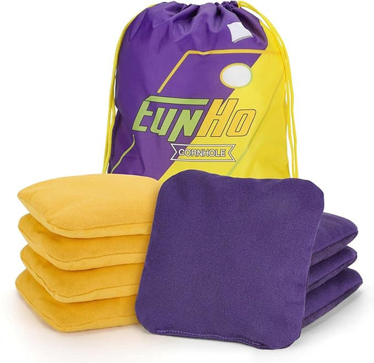 EunHo Dual Sided Cornhole Bags Regulation Set of 8 Professional Cornhole Bean Bags Slick and Stick
