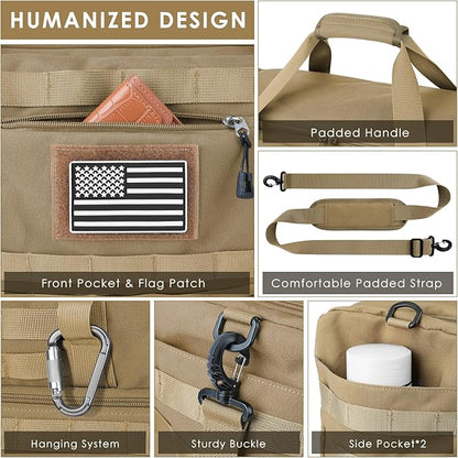 ETRONIK Travel Bag for Men Women, Gym Bag & Tactical Duffle Bags for Travel, Carry on with Toiletry Bag and Shoe Compartment, Weekender Overnight Trip with Wet Pocket for Workout Medical, Brown