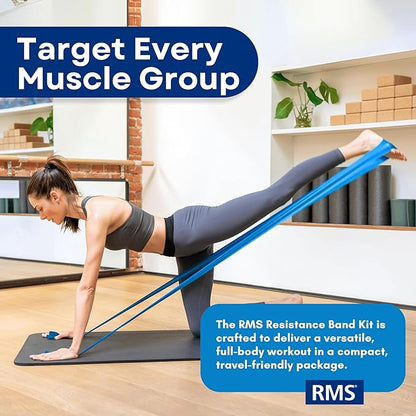 RMS Resistance Bands with Instruction Guide & Carry Bag - Latex Free Exercise Band for Working Out, Physical Therapy, Rehab, Stretch, Yoga & Pilates, Set of 3