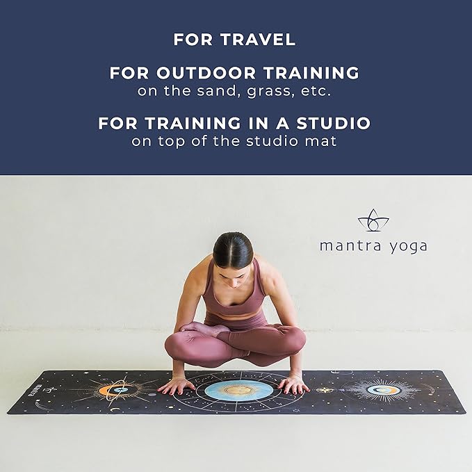 Mantra Yoga Travel PRO 1.5mm - Foldable Fitness & Exercise Mat with Bag | Lightweight, Compact & Eco-Friendly | Non-Slip & Washable | For All Types of Yoga | 72" L x 24" W | 2.6 lbs