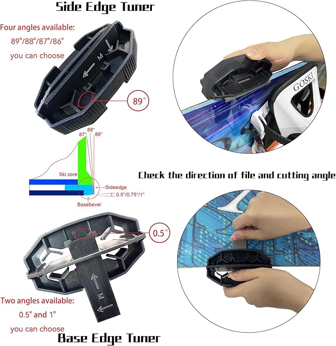 Snowboard Ski Edge Bevel Tuning ski Wax kit，Snowboard Tool，ski Edge Sharpener Tuner Side Ski Angle Tool & Diamonds & Gummi Stone (Tool+Diamonds + Gummi Stone)