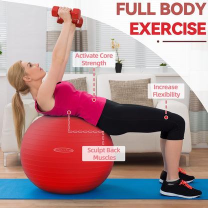 Fitvids Anti-Burst and Slip Resistant Exercise Ball Yoga Ball Fitness Ball Birthing Ball with Quick