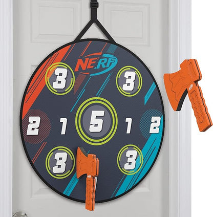 NERF Lumberjack Toss Axe Throw - Back-of-Door Axe Tossing Target with 2 Foam Axes - Great for Game Rooms or Kids Bedrooms