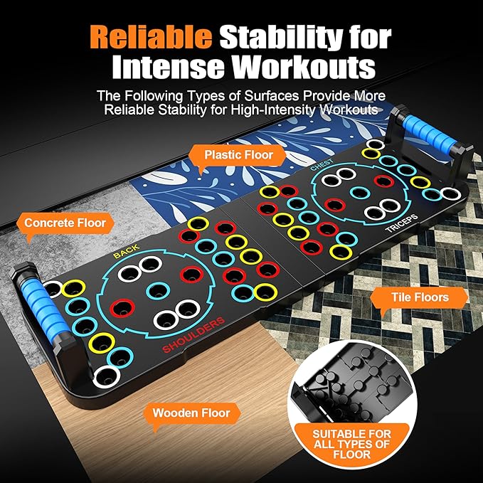 Solid Push Up Board 15 in 1 Home Workout Equipment Multi-Functional Pushup Stands System Fitness Floor Chest Muscle Exercise Professional Equipment Burn Fat Strength Training Arm Men & Women Weights