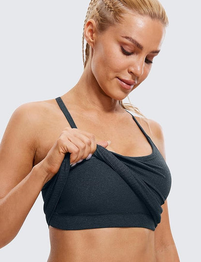 CRZ YOGA Seamless Workout Tank Tops for Women Racerback Athletic Camisole Sports Shirts with Built in Bra