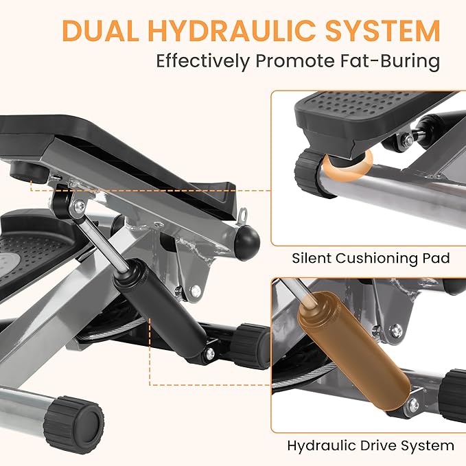 Steppers for Exercise, Stair Steeper with Resistance Bands, Portable Stepper Capable of Full-Body Exercise, Low Noise and Smooth, Bear 300 lbs