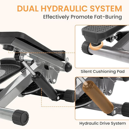 Steppers for Exercise, Stair Steeper with Resistance Bands, Portable Stepper Capable of Full-Body Exercise, Low Noise and Smooth, Bear 300 lbs