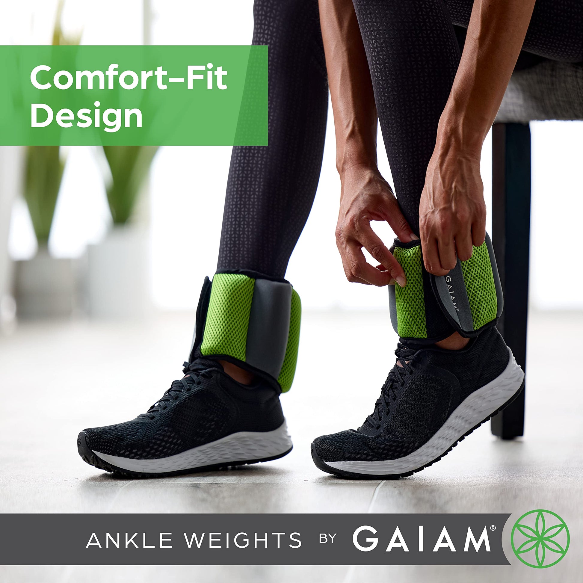 Gaiam Ankle Weights, Adjustable Strap, Set of 2 (10LB)