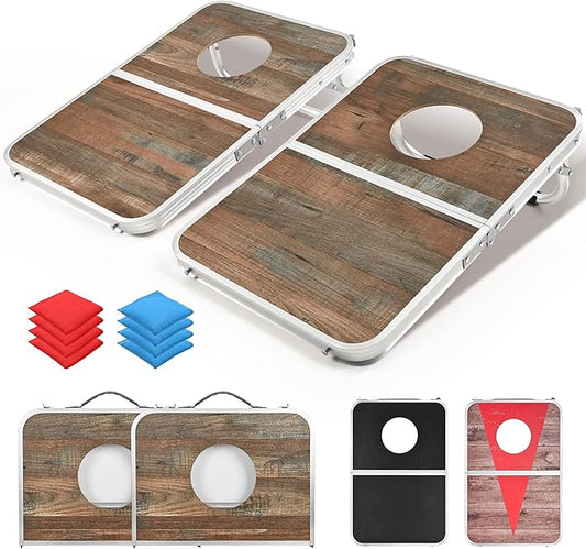 ROPODA Portable Cornhole Board Set,24 x 16 in Corn Hole Games for Adults with 8 Bean Bags