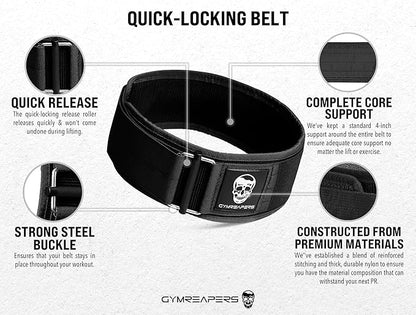 Gymreapers Quick Locking Weight Lifting Belt for Men Gym Belt for Powerlifting Deadlift Belt with 4 Inch Neoprene Metal Buckle Back Support Weightlifting Belt Women