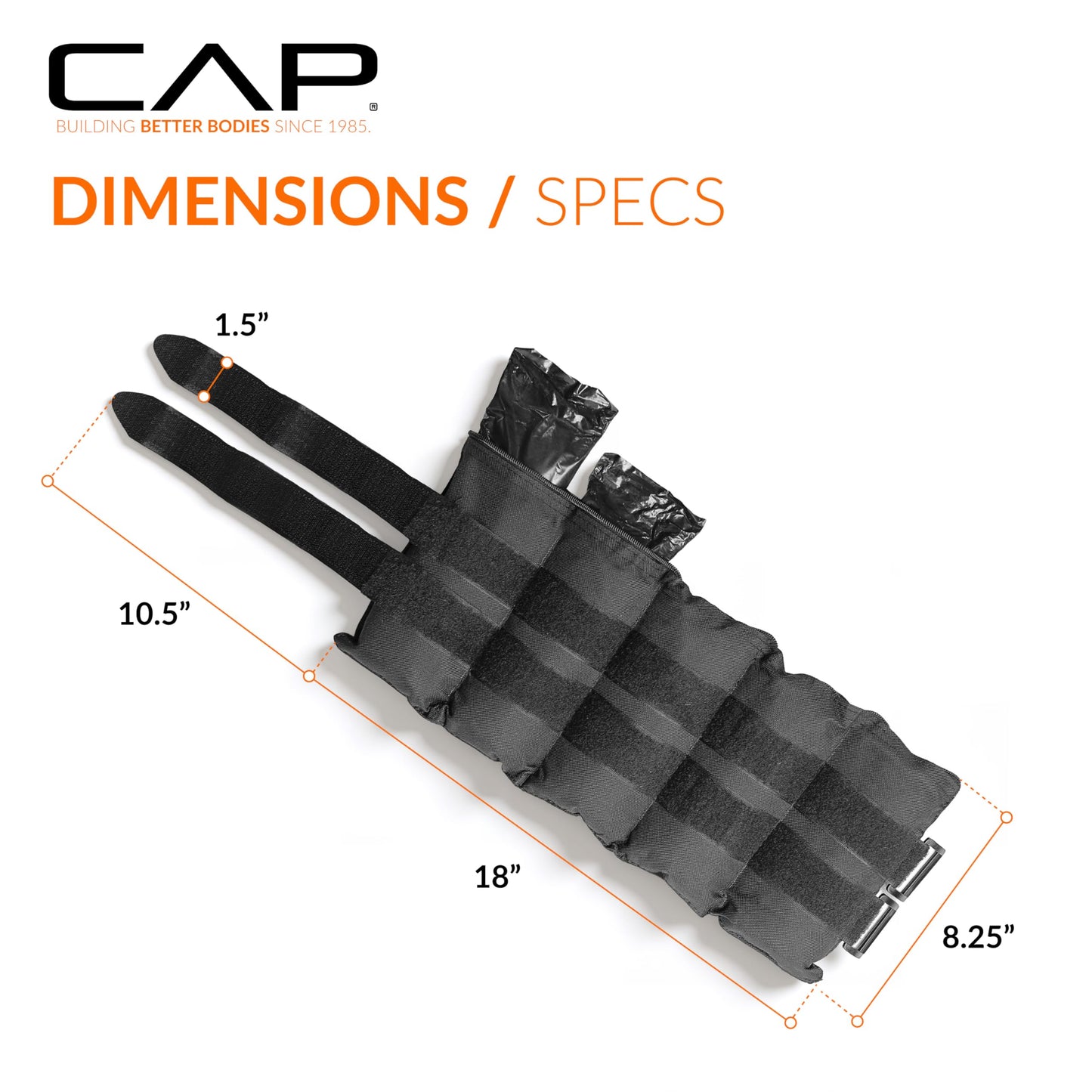 CAP Barbell HHA-CB020A1 20-Pound Pair Adjustable Ankle Weights, Black