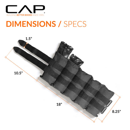 CAP Barbell HHA-CB020A1 20-Pound Pair Adjustable Ankle Weights, Black
