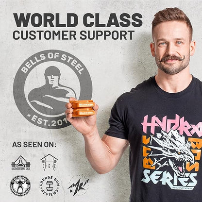 Magnetic Barbell Collars [Bells of Steel] Premium Weight Bar Clamps, Quick Release Barbell Clips, Olympic Barbell Clamps, Rubberized Gym Clips for Weightlifting Bar, Pair, Orange