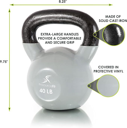 ProsourceFit Vinyl Coated Cast Iron Kettlebells for Full Body Fitness Workouts