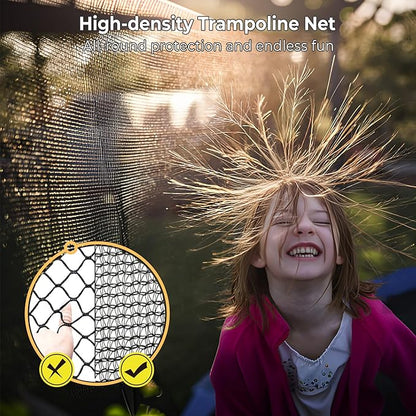 12 14 15 16FT Outdoor Trampolines for Kids and Adults, Pumpkin Trampolin with Curved Poles, Recreational Trampolin with Basketball Hoop and Safety Enclosure Net for Kids and Adults