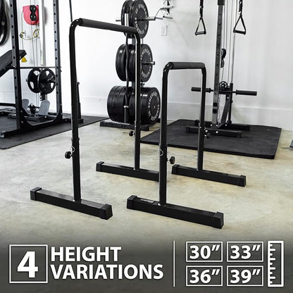 Synergee Dip Bar. Adjustable Dip Station from 30????39??for Dips, Inverted Pull Ups. Max capacity 400 lbs. Portable Dip Stand for Total Body Workout. Available in Yellow and Black.