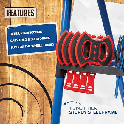 EastPoint Original Axe Throwing Game Set – Steel Frame Target for Indoor and Outdoor Use