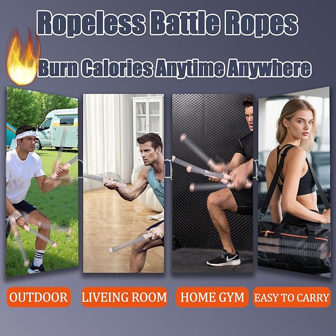 New Upgrade 2nd Generation Weighted Ropeless Battle Ropes for Home Gym,Quiet Cordless Training Rope Fitness Equipment for Women and Men,Portable Cordless Battle Rope for Home&Outdoors,2PCS (Pink)