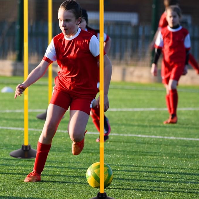 Agility Training Poles for Soccer/Dog/Horse,Adjustable Football Basketball Speed and Agility Training Equipment,Set of 6,5.4FT with Round Rubber Base