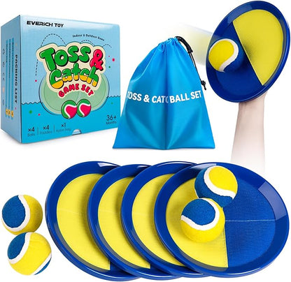 EVERICH Upgraded Toss and Catch Ball Game Set, Outdoor Games for Family Outdoor Toys Yard Games, Beach Pool Toys Camping Game for Adults Family with 4 Paddles 4 Balls, Great Gifts Idea