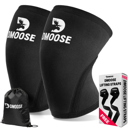 DMoose Fitness Knee Sleeves for Weightlifting (Pair) 78" Knee Wraps for Squats, Powerlifting &