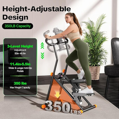 Stair Stepper for Home Gym, 2025 Upgrade Stair Climber w/ 3-Level Resistance & Height, Non-Slip Pedals, Digital Tracker & Phone Holder Home Exercise Machine for Women Men