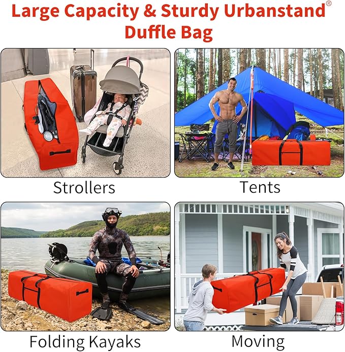 Urbanstand 48 Inch Travel Duffle Bag Extra Large Sport Equipment Duffel Bags with 2-way Lockable Zippers Orange
