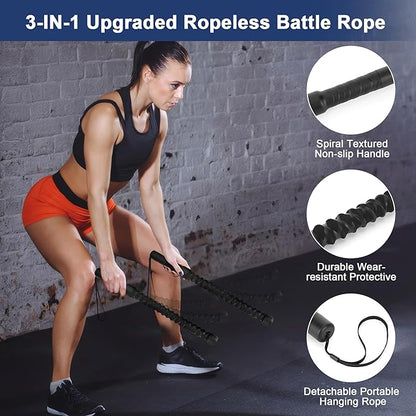 ASIEIT Ropeless Battle Ropes for Home Gym, Lightweight Battle Rope for Fitness Beginners, Portable Workout Ropes for Working Out, Durable Exercise Rope for Home Workout - 2PCS