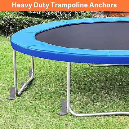 Eurmax USA Ground Anchors Heavy Duty Adjustable L-Shaped Head Shed Tent Stakes Trampoline Anchors, Trampoline Stakes for Sheds,Swing Sets,Mobile Home,Carports Set of 4(Silver)