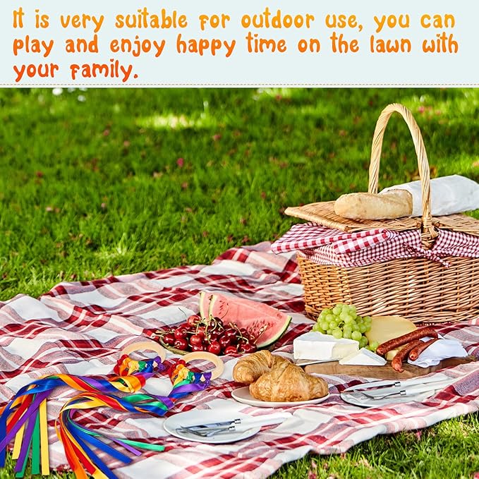 12 Pcs Rainbow Ribbon Wooden Waldorf Toys Creative Waldorf Hand Kite Set Streamers with Wood Ring Sensory Learning Educational Toy for Playroom Dancing Birthday (Vibrant Color)